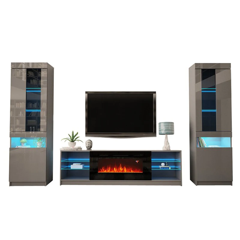Hot Sale Modern Cheap Led Lights 85 Inch Universal Design Living Room Furniture Center Fire Place With Tv Stand
