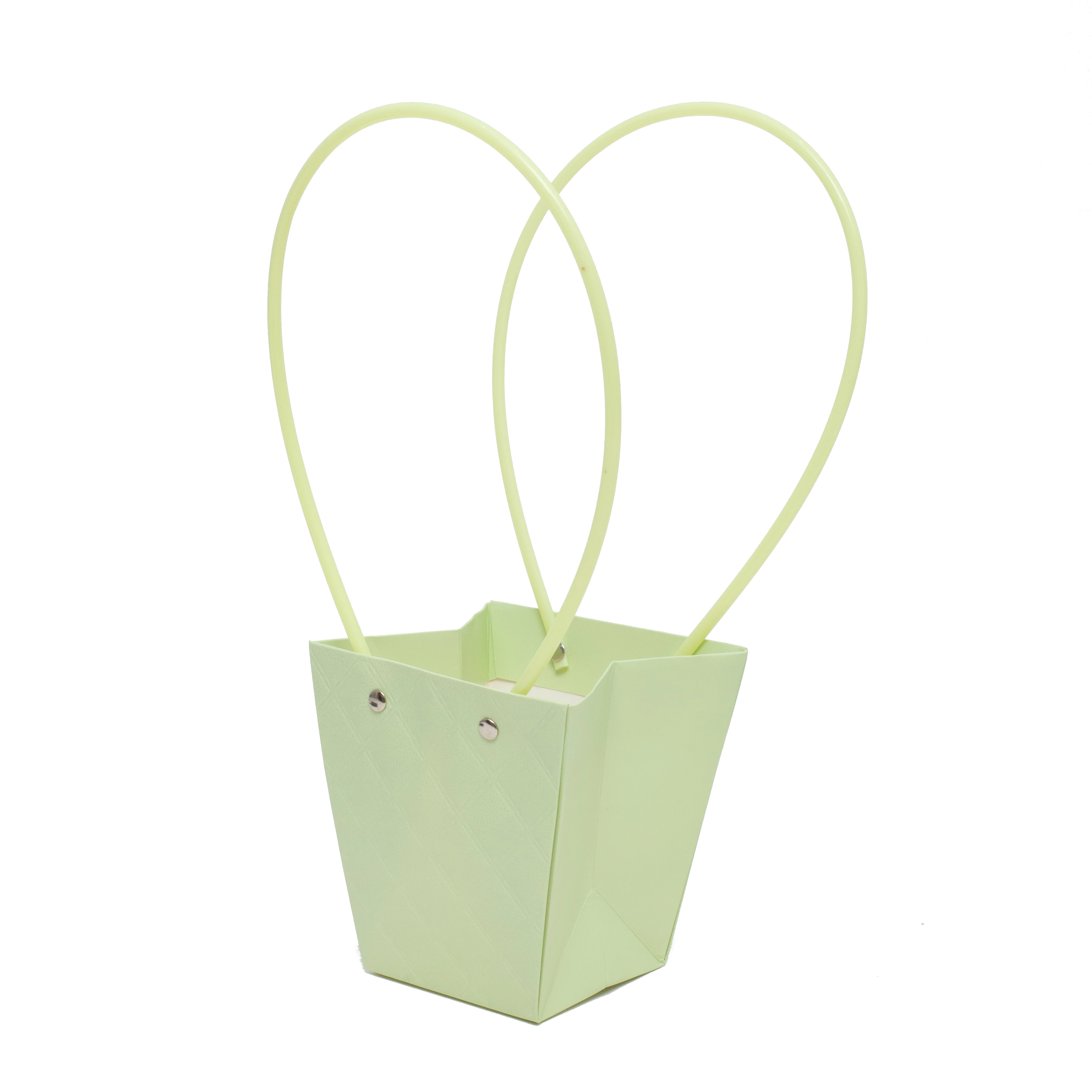 Small Custom Logo Luxury Shopping Tote Flowers Handle Kraft Square Flower Paper Bag