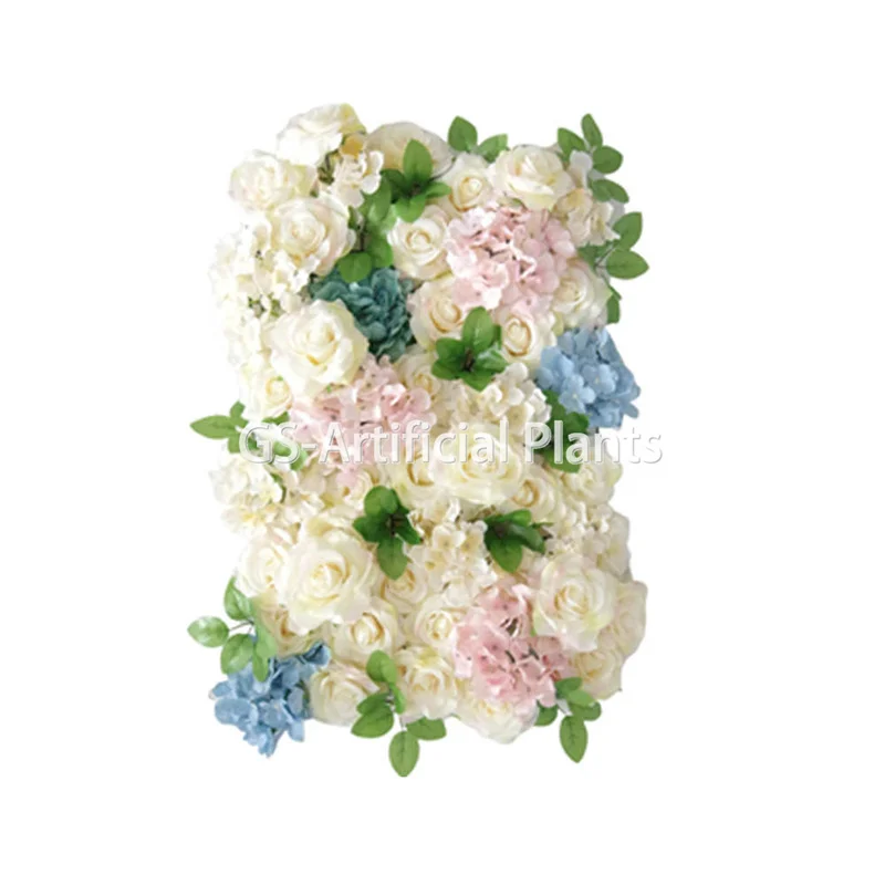 Manufacturer Decorative Pink Wall Rolled Up Artificial Flower Backdrop Stand Wedding