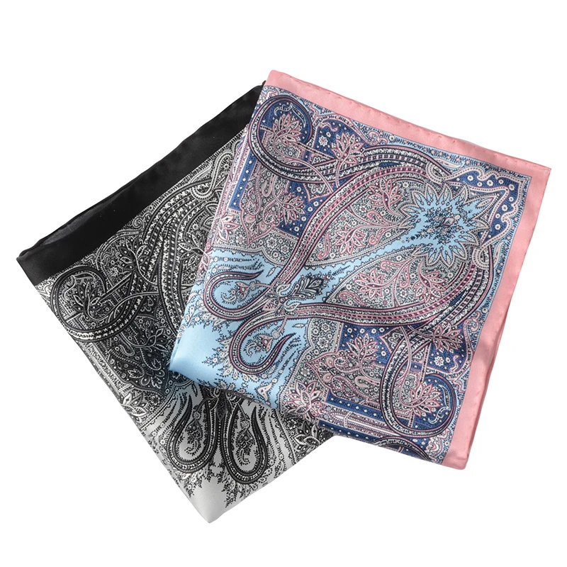 Hamocigia OEM Handmade 100 % Silk Digital Printed paisley Pocket Square