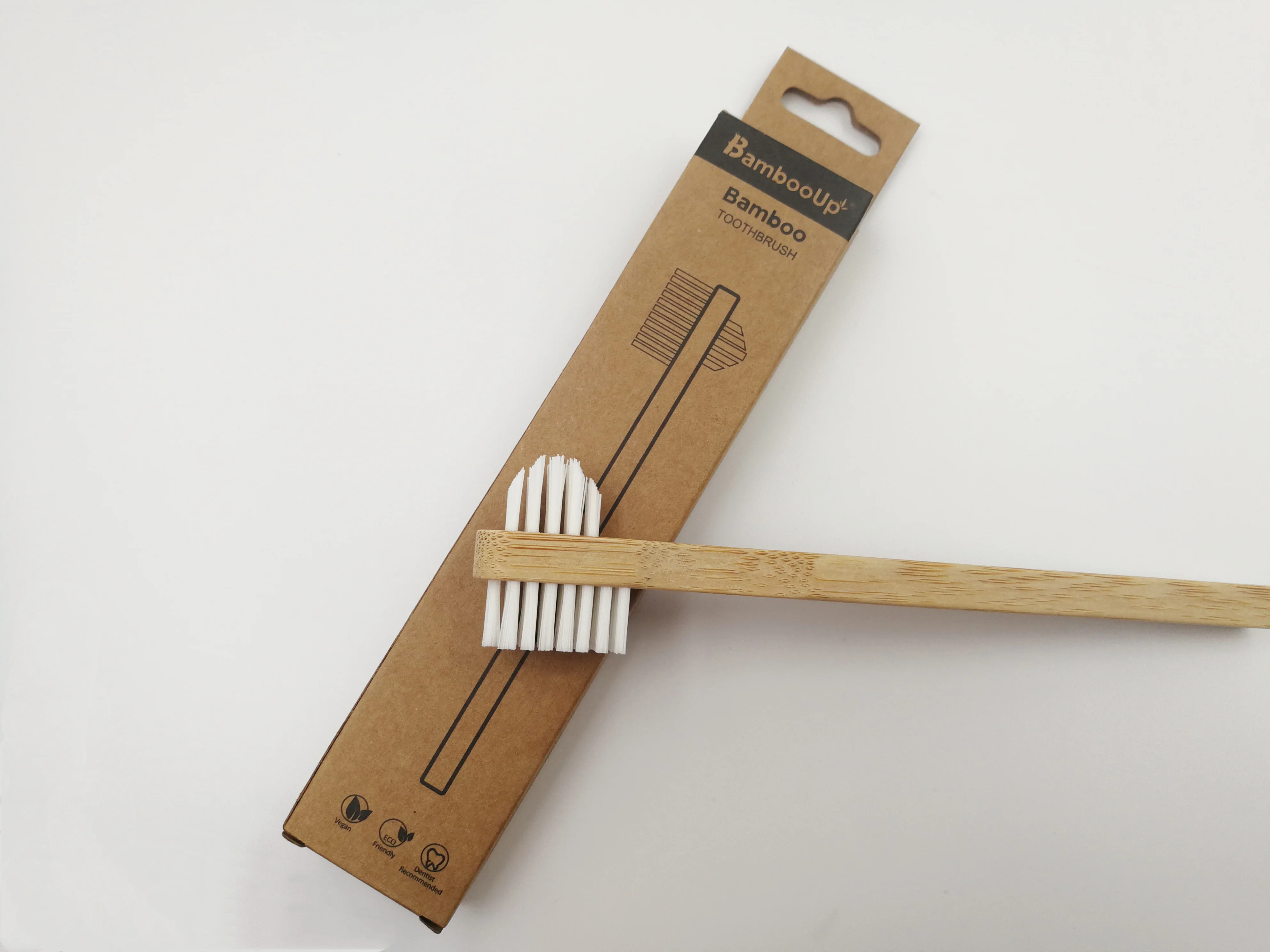 100% moso bamboo double sided toothbrush with hard bristle sustainable denture brush for false teeth