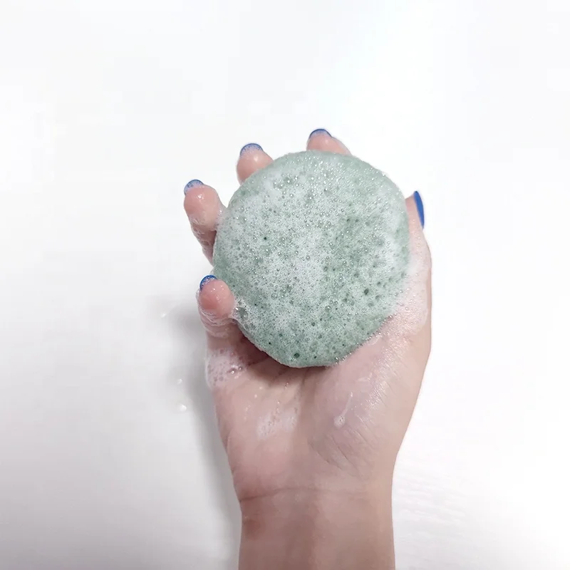 Фабричная натуральная губка Konjac спонж для мытья душа лица куркума зеленый чай красная глина отшелушивающая