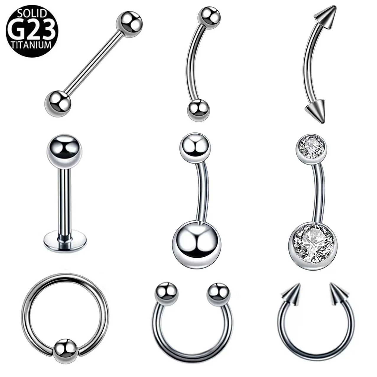 Gaby wholesale price astm f136 titanium belly ring luxury titane labret simple de titanio eyebrow ring body piercing jewelry