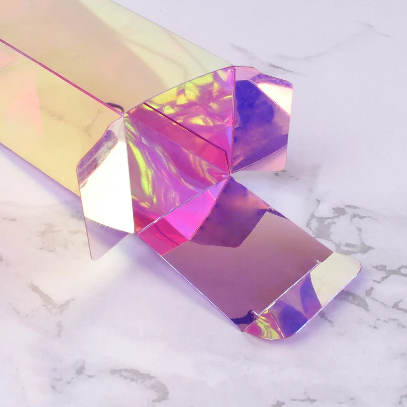 manufacturer UV laser  printing  laser foil Cosmetic box holographic PET PVC box for  blush  plastic Iridescent  clear gift box