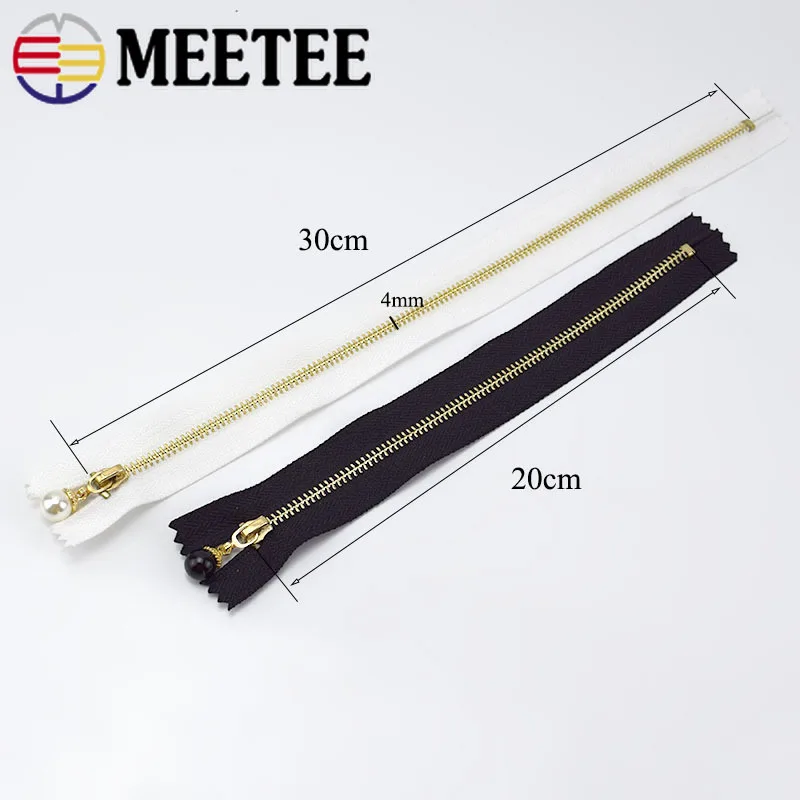  Meetee ZA222 Пользовательские 20-70 см 3 # жемчужная молния сплав закрытые золотые молнии для швейного аксессуара Авто замок жемчужный Съемник Молния
