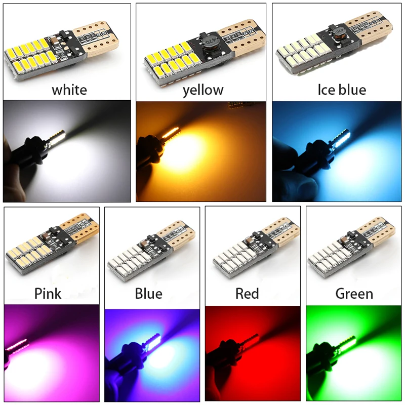 T10 4014 24SMD Auto Canbus Width Lamps 12-24V Car Interior Dome Light Bulb White 350LM Reverse Light Led