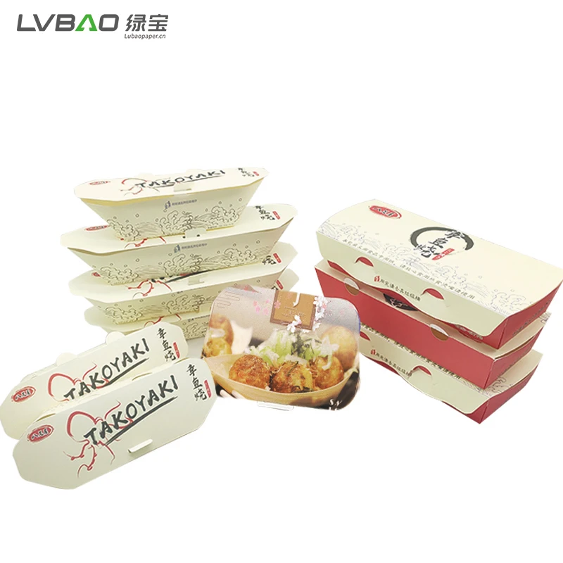 Custom print logo disposable japanese food to go paper box octopus balls packaging