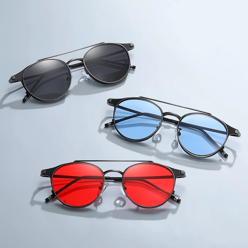 Retro Classic Polarized High Def PC Frame Sunglasses Women Men UV400 Custom logo Sun Glasses Round Metal Sunglasses