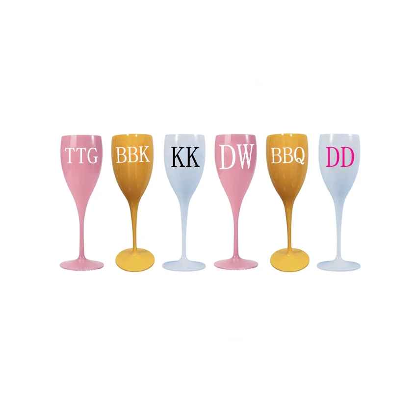 Factory sale custom Ice Imperial White Acrylic goblet Champagne flutes Glass