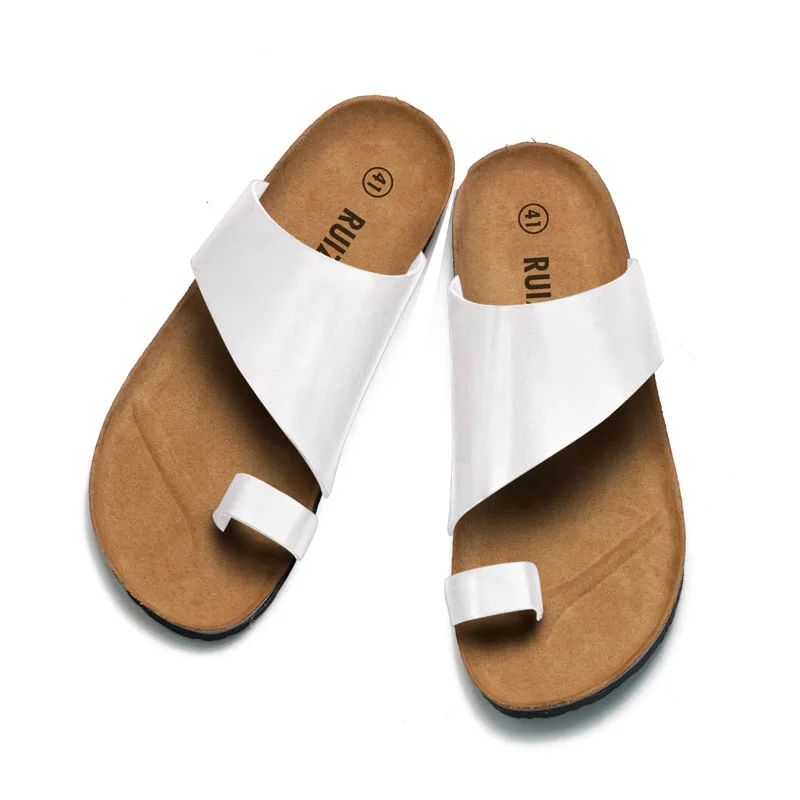 Шлепанцы унисекс с открытым носком модные туфли пробковой подошвой для мужчин и женщин