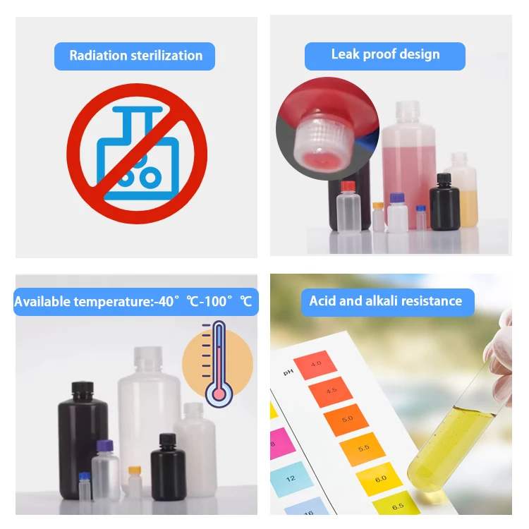 Free Samples 500ml Plastic HDPE PP Standard Biochemical Wide-mouth liquid reagent chemical bottle for Lab