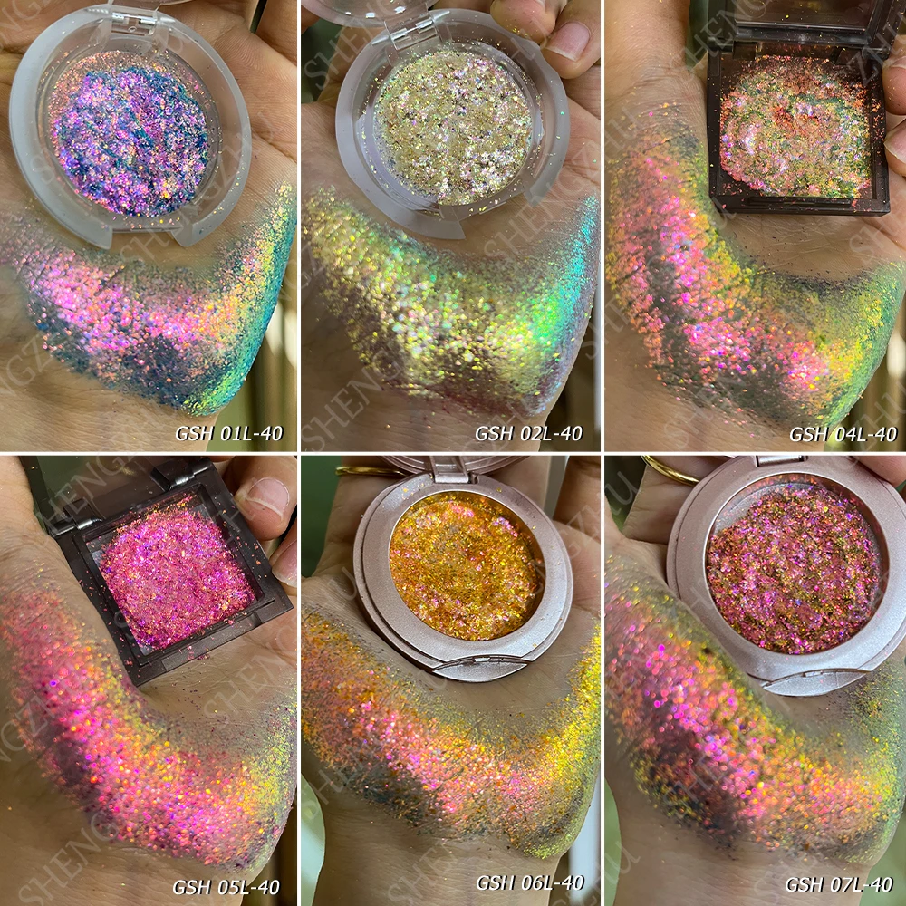 new arrival GSH01L-40 series makeup eyeshadow chameleon flake candy aurora pigment powder flake shimmer eyeshadow loose flake