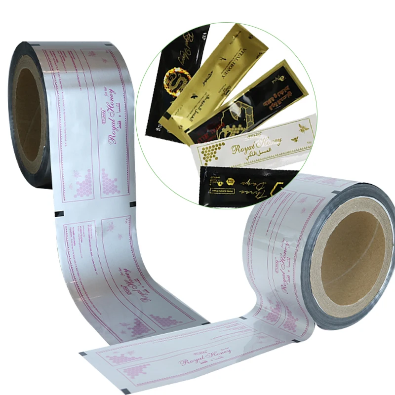 Heat Seal Food Grade Honey Sachet Packaging Roll Film Custom Laminated Aluminum Foil Plastic Bulk Sachets Packaging For Honey