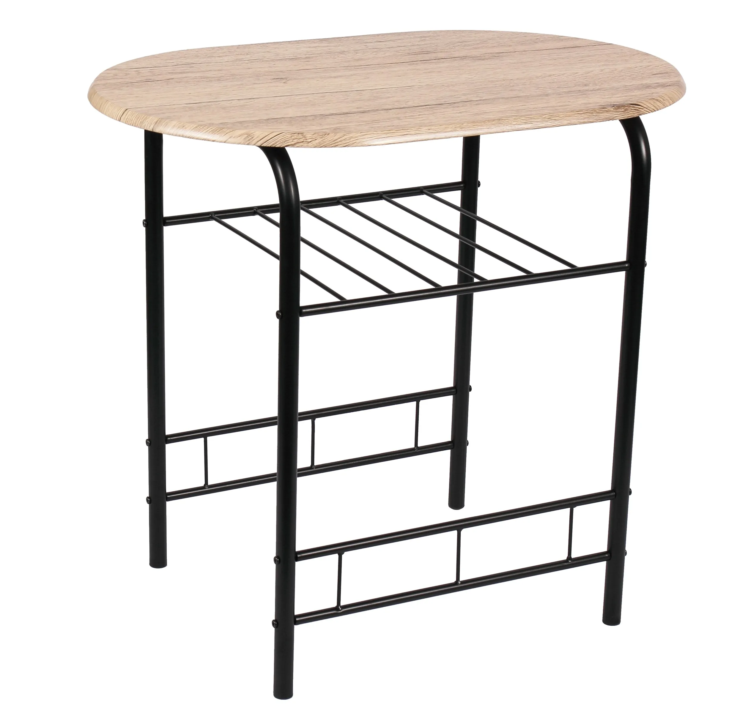 3 Piece Metal and Wood Dining Set, Include 1 Table and 2 Chairs, Grey Color (2 People Seating Capacity)