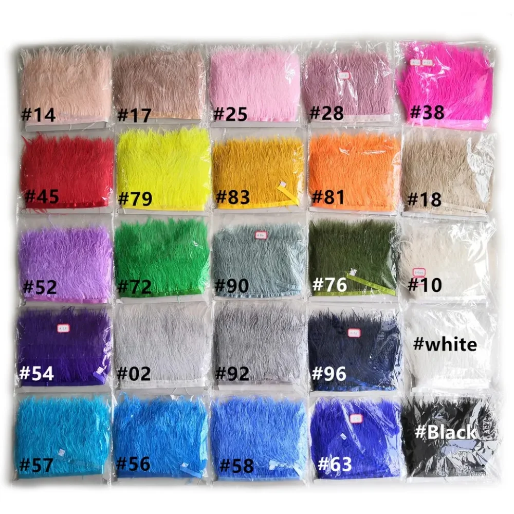 8-10 CM Free Sample Cheap High Quality Dyed Colorful Fluffy Feather Fringe Lace Trim Decorations Ostrich Feather Trim