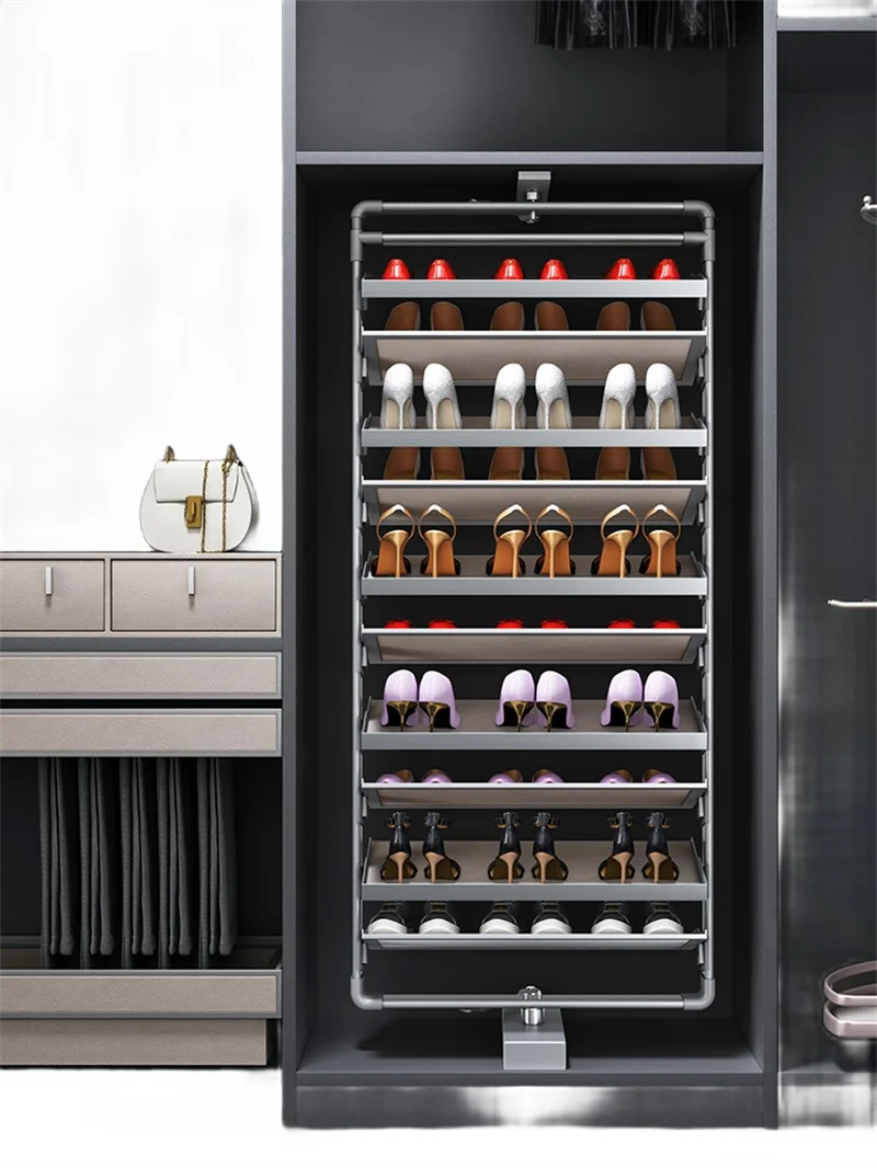 Customized Modern Metal Rotating Adjustable Space Saving Cabinet Home Living Room Cabinet Wardrobe Storage Shoe Rack Stand