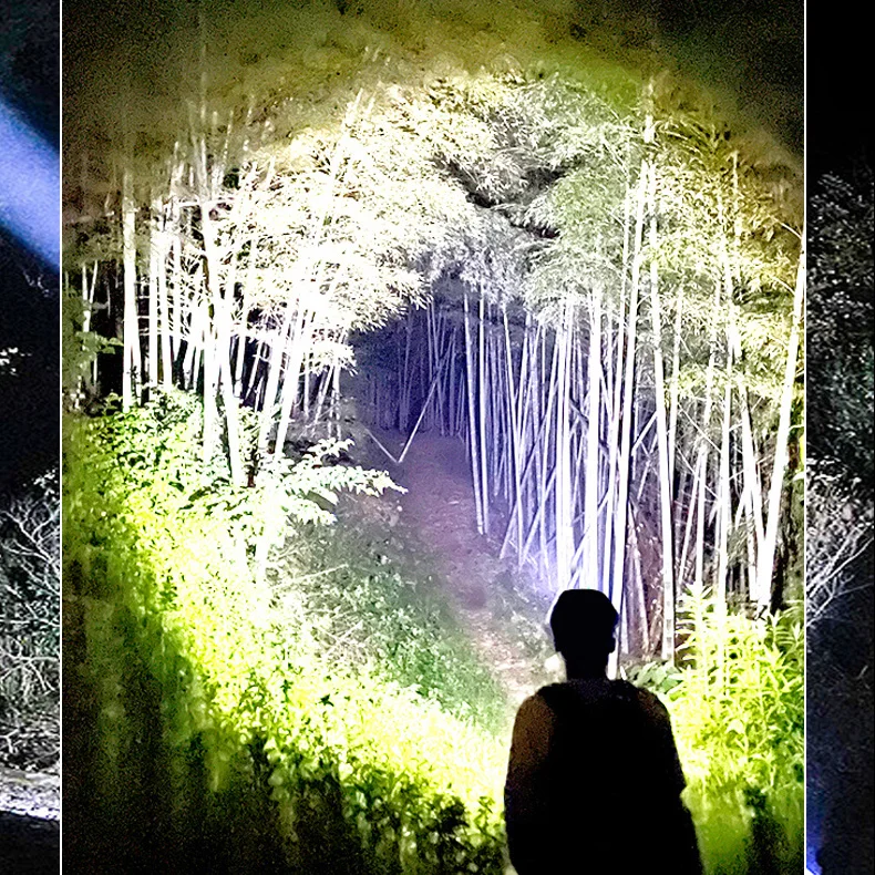 XHP70 High Power Mini Small Torches Type-C USB Rechargeable Aluminum Zoomable Flashlight with Digital Display