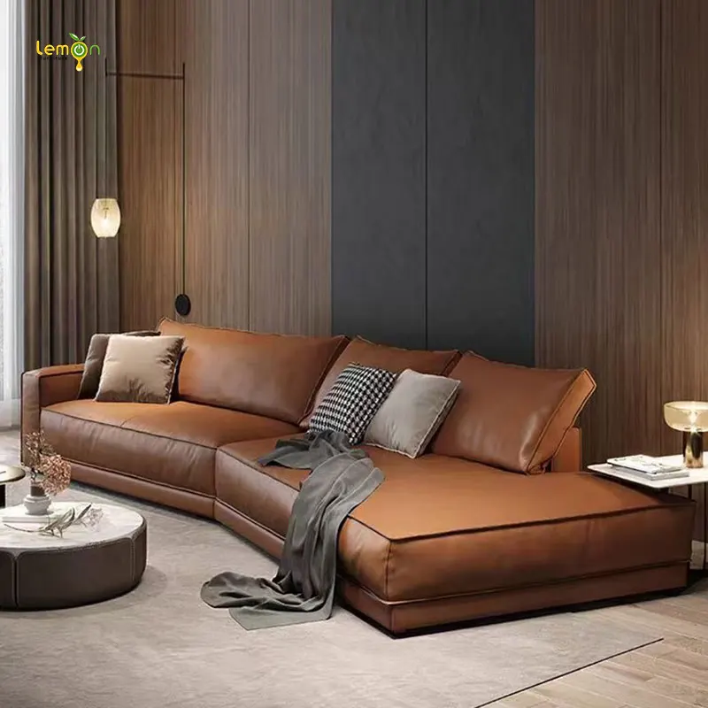 Luxury home nubuck sofa set big size feather cushions living room sofas for villa