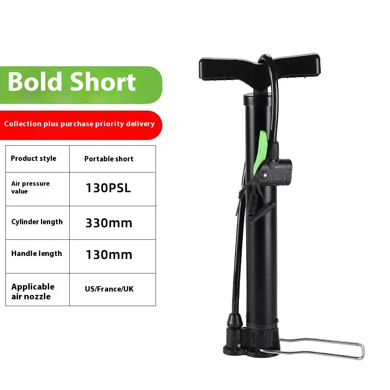 Manual High-Pressure Pump with Presta Valve for Bicycles and Cycling Accessories