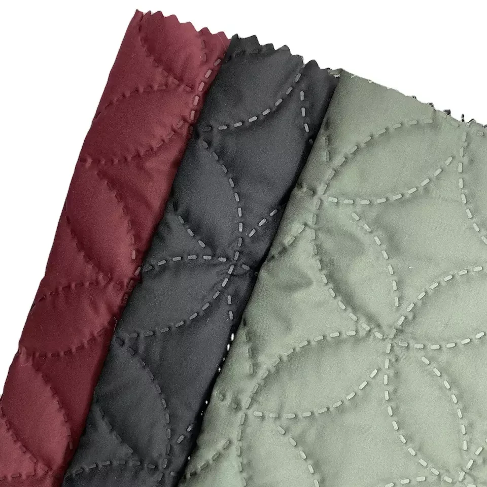 Winter Fabric  100% Polyester Ultrasonic Quilting Fabric 300t 3 Layers Pongee Quilted Cover For Jacket