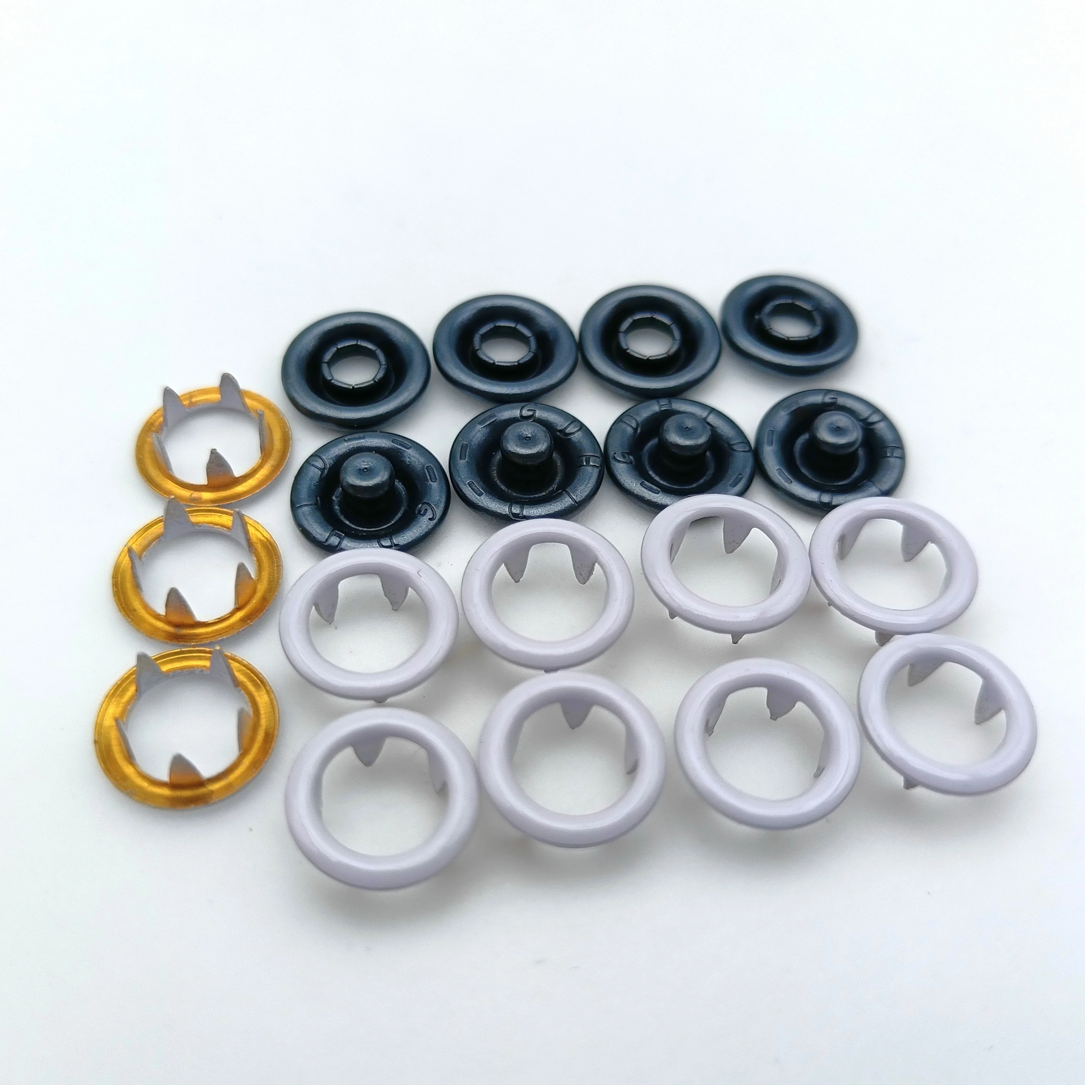 custom 9.5mm size brass plating double ring prong snap button for clothing