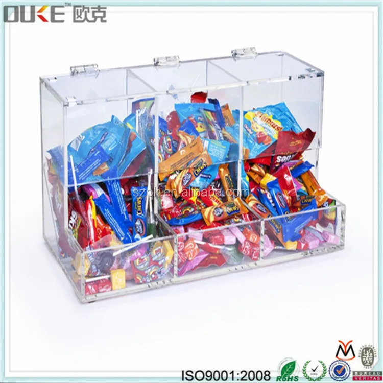 Custom different size mix bulk acrylic cereal grain candy nuts display food storage container bins /box