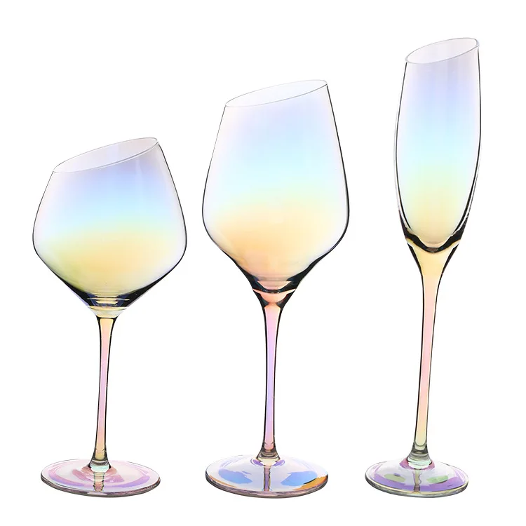 Colored large capacity wine glasses long stem slant rim crystal wine glass for wine tasting wedding anniversary christmas