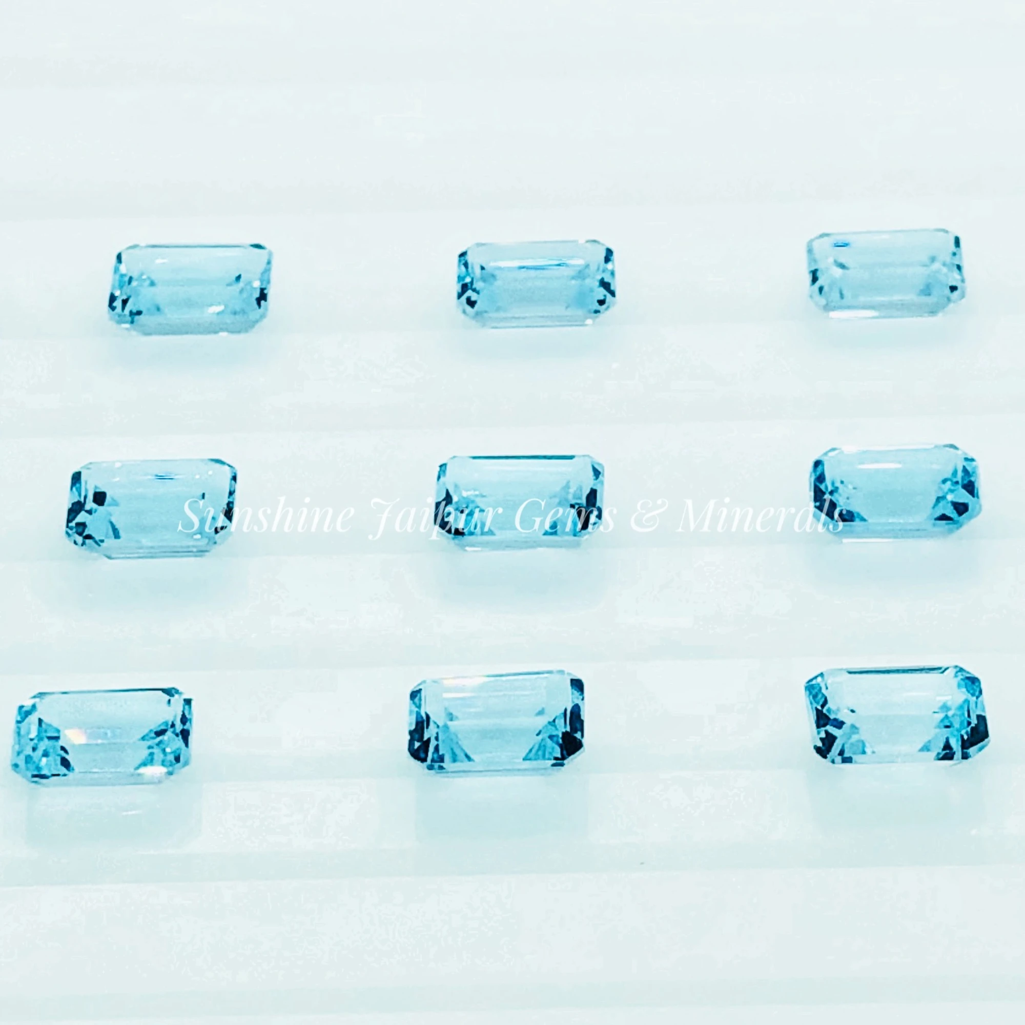 Wholesale Factory Price High Quality 6X8mm Octagon Cut Natural Sky Blue Topaz Faceted Loose Stone Per Carat Rose Silver