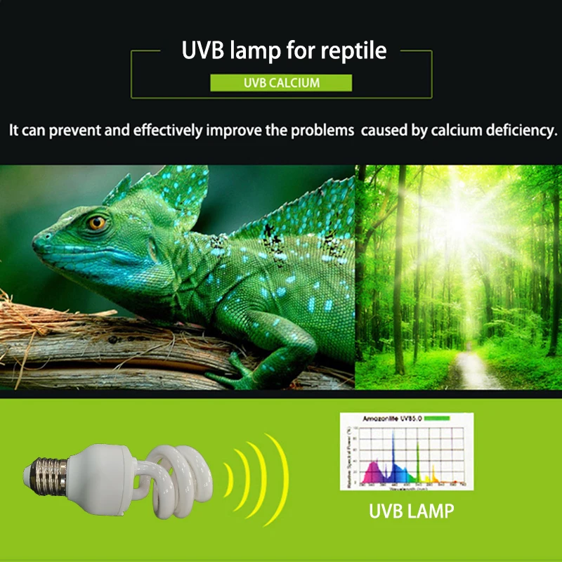 reptile uv uvb lamp 311nm UVB bulbs 13W energy saving light for turtle snake chameleon
