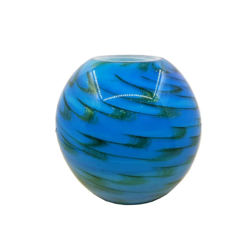 Traditional round glass flower vase decor