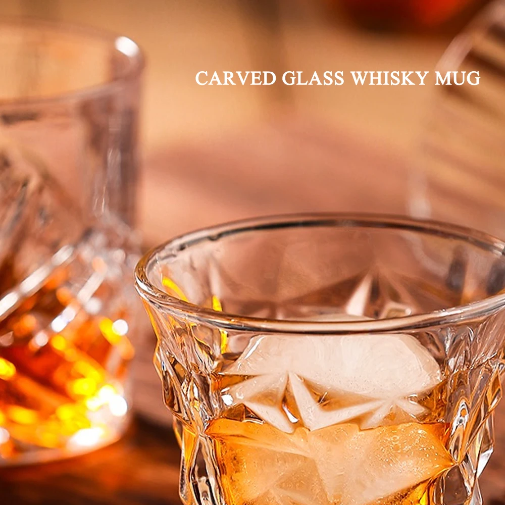 270ML Creative Thick Crystal Whiskey Frost Design Brandy Cup Wineglass Heavy Rock Wineglass Beer Mugs