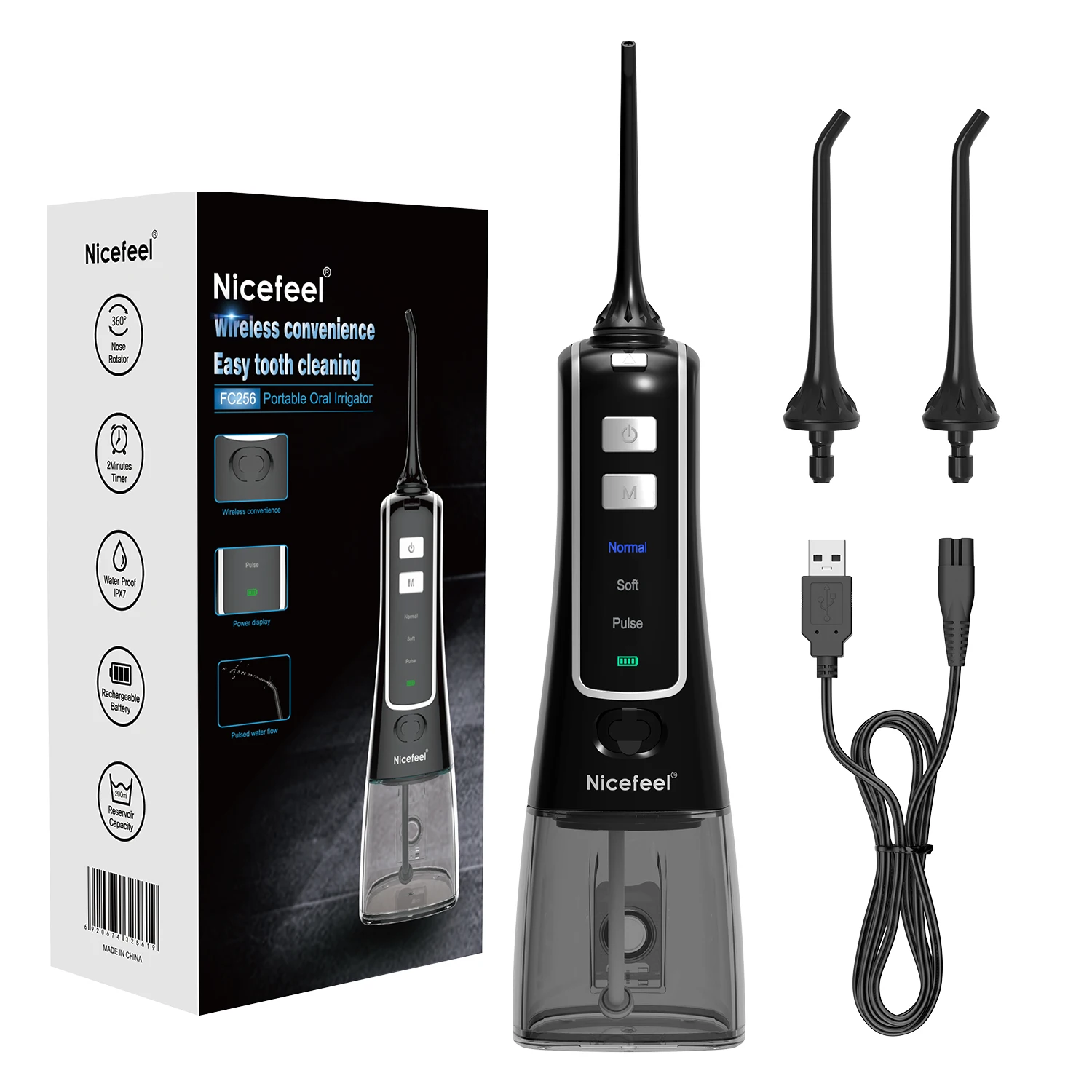 OEM Oral Home Appliance 2025 Electric Water Flosser Dental Water Jet Pik Nicefeel Cordless Portable Oral Irrigator Teeth Cleaner