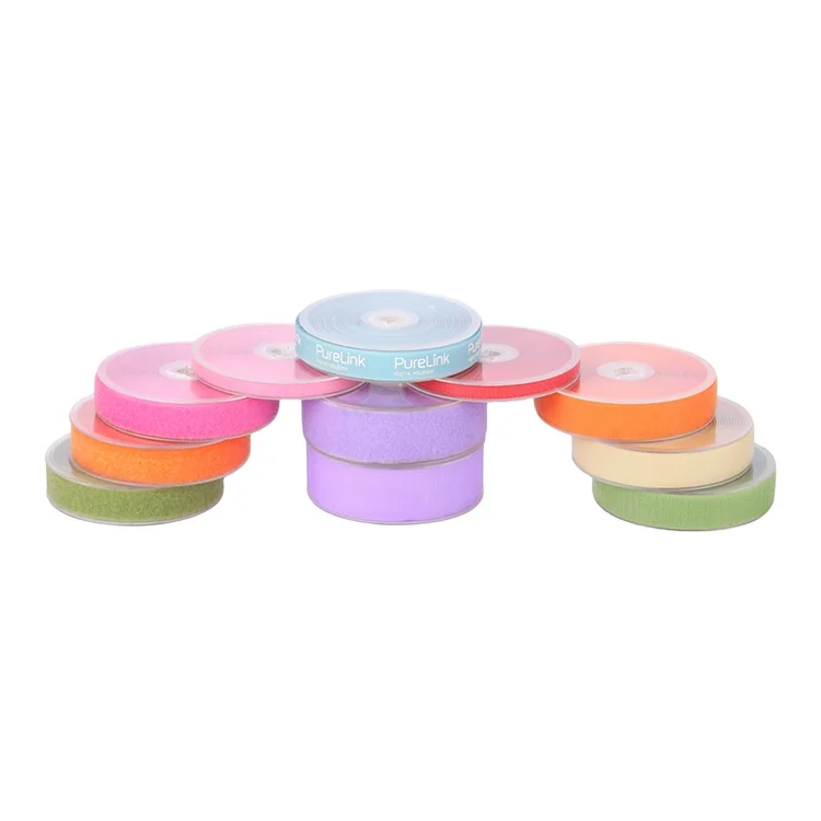 Multi-purpose black green pink blue magic tape hook and loop tape nylon or polyester fabric strips with adhesive