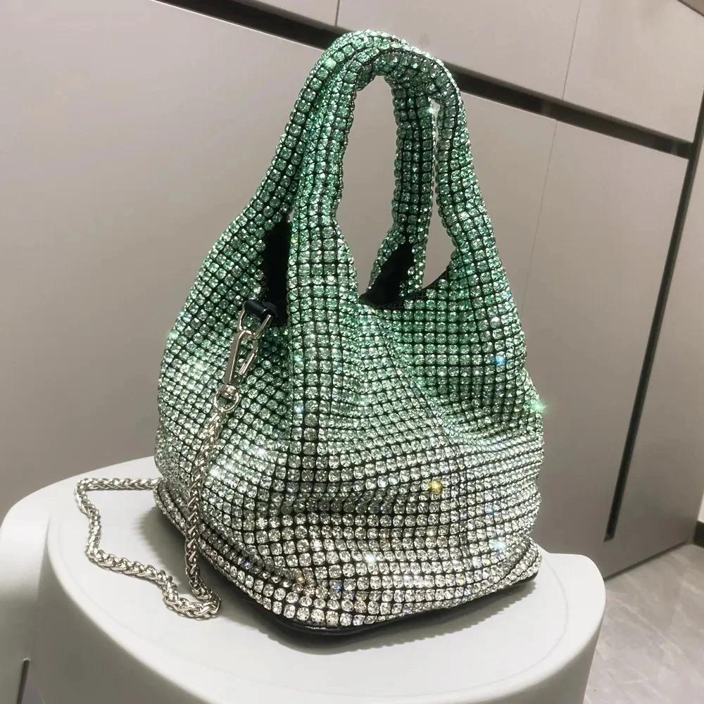 Handle Rhinestones Evening clutch Bag Purses and handbag luxury Designer hobo shoulder bag Shiny Crystal Clutch purse bucket bag