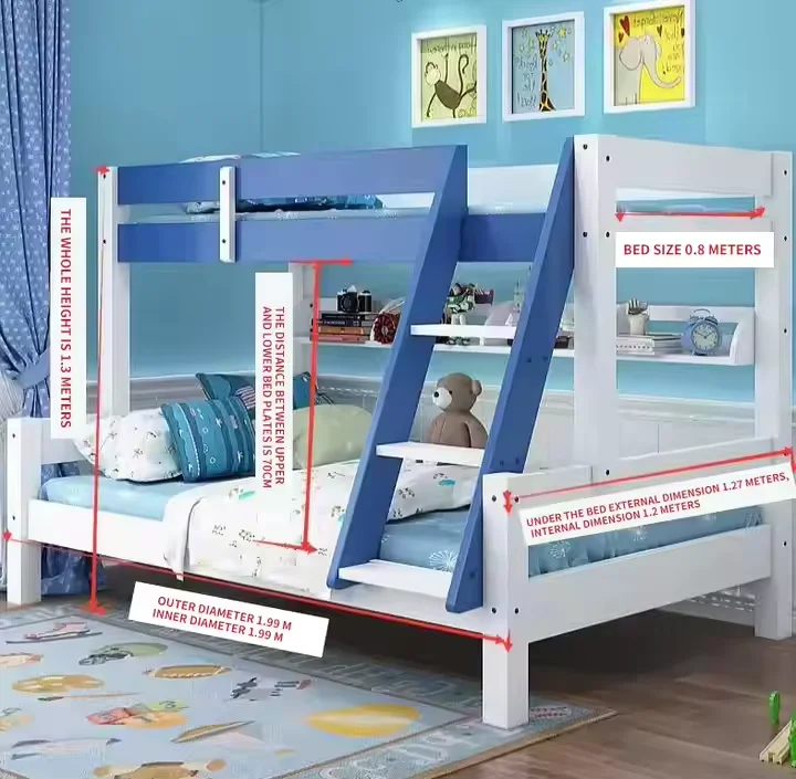 Modern Simple Solid Wood Twin Over Full Pink Bunk Beds with Storage Drawers Loft Bed Ladder