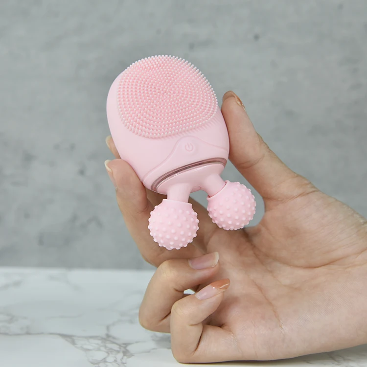 Dropshipping Beauty Products Facial Cleansing Brush Massage Face Roller Electric Sonic Facial Cleansing Brush Silicone 2 in 1