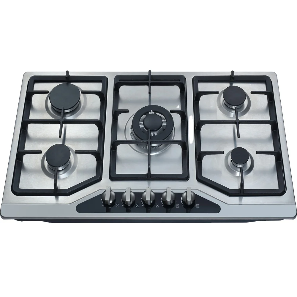 Cast iron pan support 5 blue flame fire burner built in gas hob other cooktop