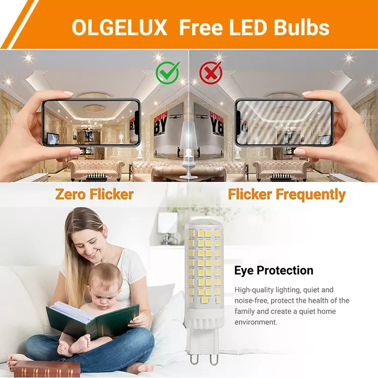 Dimmable G9 LED Mini Bulb AC120V 7W Ceramic Light Bulb Flicker-Free G9 Light