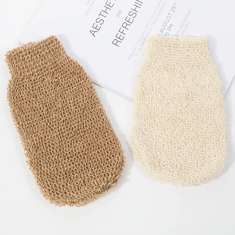 Hemp Exfoliating Bath Glove Mitt Fiber Exfoliating Gloves Eco-friendly 100% Natural Wash Body All Natural Hemp,hemp 21*11cm