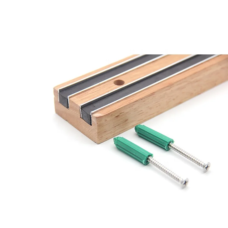 Wholesale stainless steel magnetic knife bar Kitchen Storage 16 inch  wood magnetic knife holder for wall