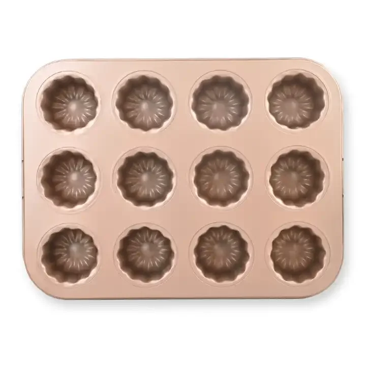 Canele Mold Baking Pans Non-Stick Canele Muffin Bakeware Cupcake Pan for Cupcakes