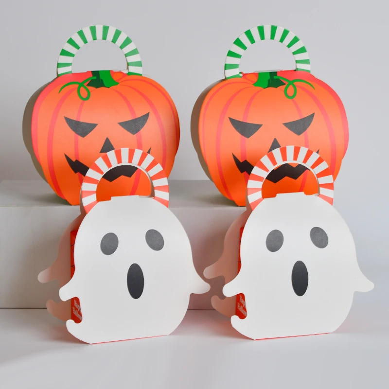 Cute Pumpkin Halloween Treat Boxes Halloween Party Candy Paper Boxes for Supplies Party Decoration