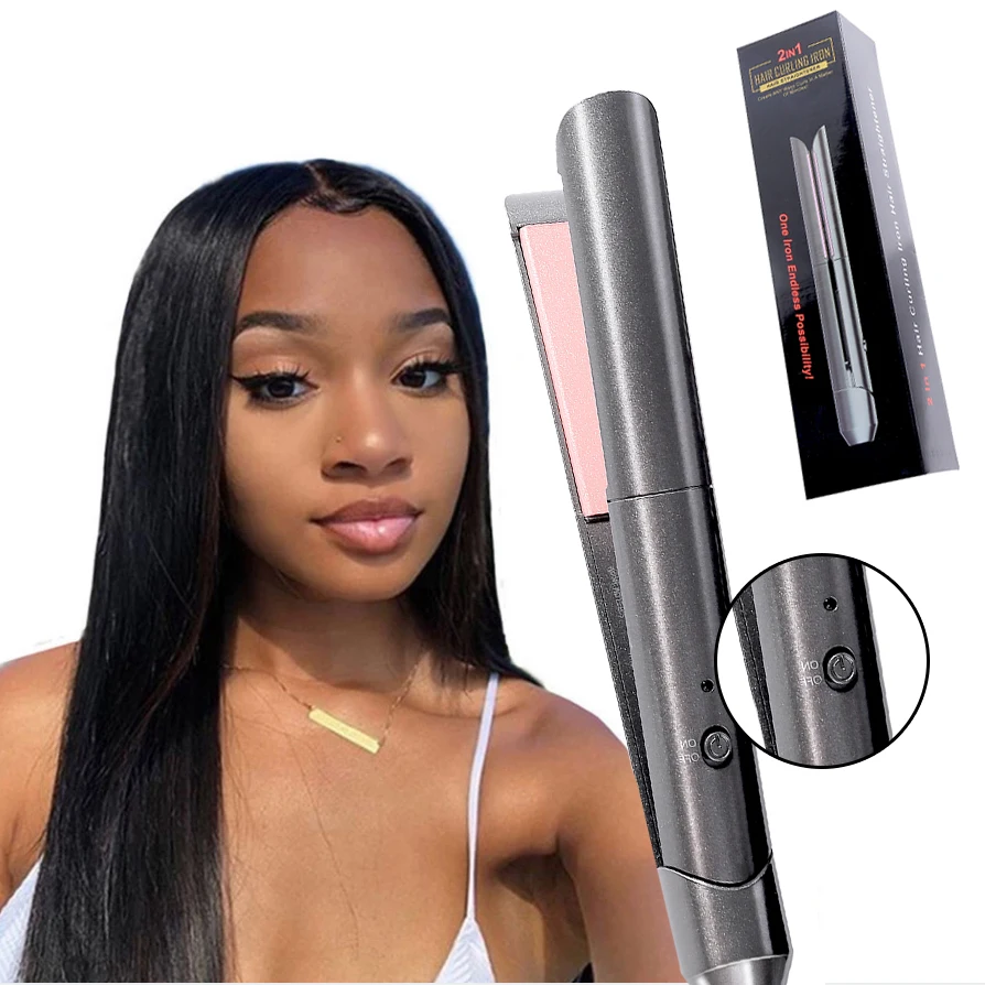 Professional 2 In 1 Hair Straightener and Curler Beauty Salon Equipment Portable Hair Iron In Stock For Dropshipping