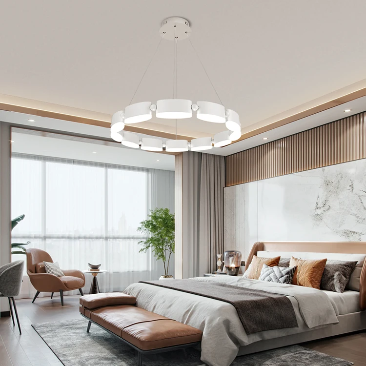 Nordic Cheap Hot Sell Modern Simple Acrylic Custom Decorative Ring Round Chandelier Ceiling Hanging Pendant Lamp Indoor Lighting