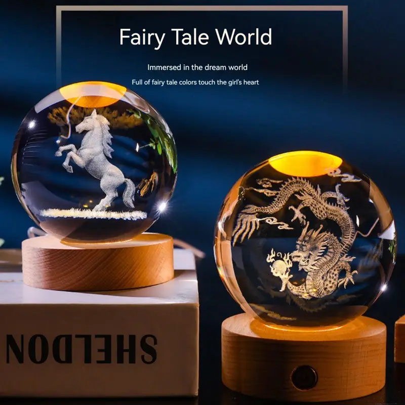 Zodiac crystal ball Holiday gift Decoration crafts Crystal light night light birthday gift christmas Crystal crafts