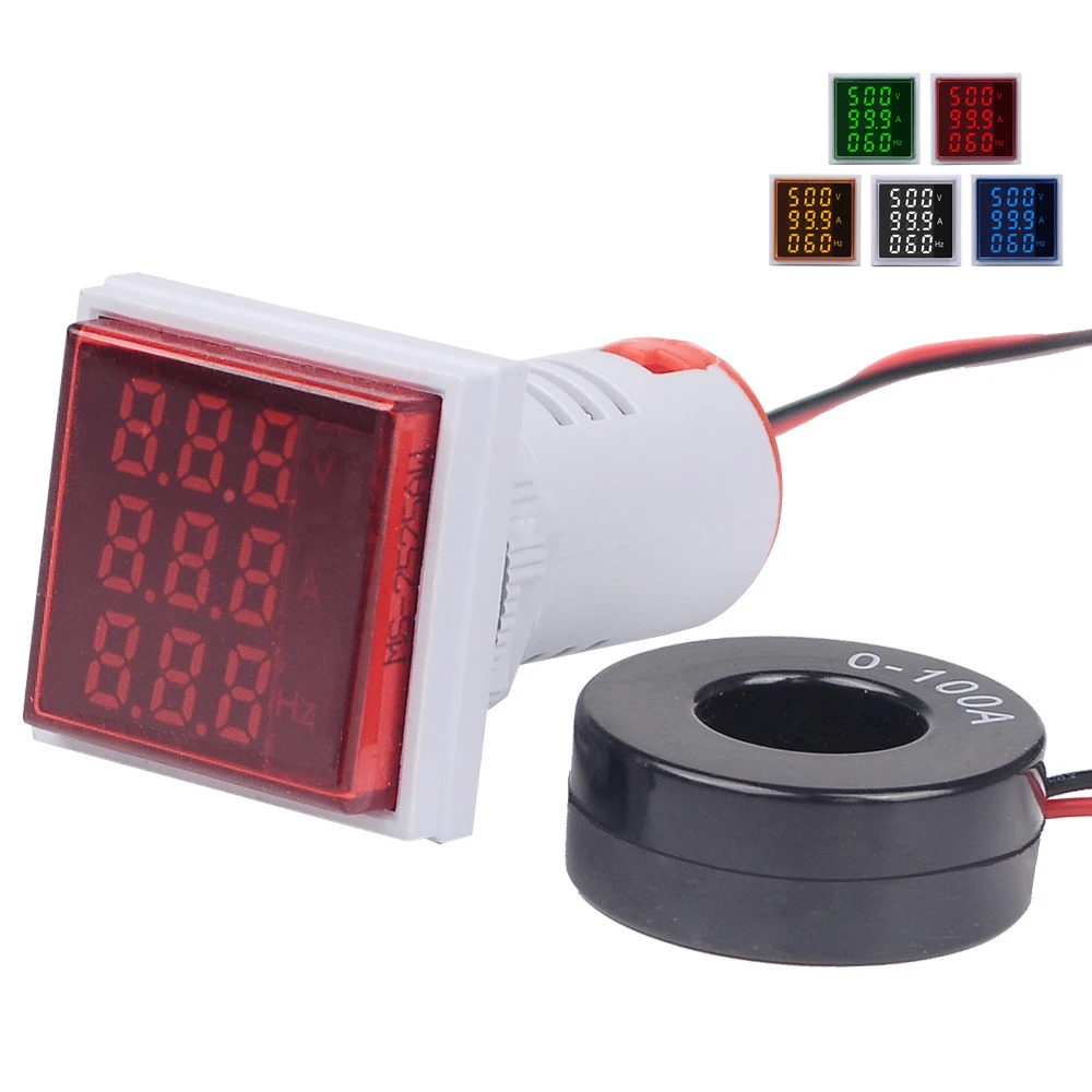 Квадратная панель монитора с цифровым дисплеем 22 мм светодиодный амперметр вольтметр индикатор
