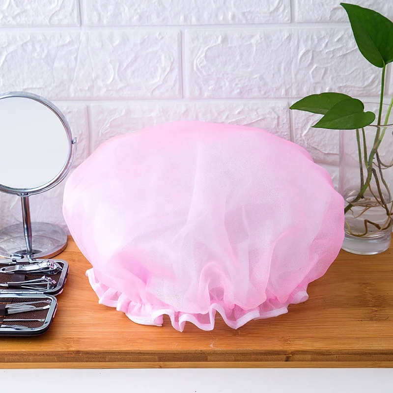 Bathing Cap Double Layer Waterproof Polyester Cotton Hair Cover Multicolor Shower Hats Bathroom Products