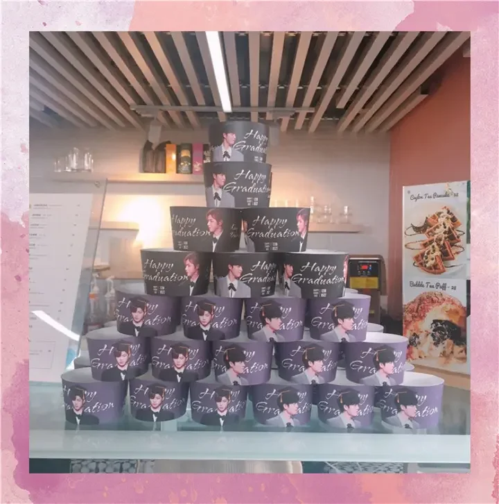 customize K-pop printed air holder kpop cup sleeve thick cardboard paper coffee cup sleeve