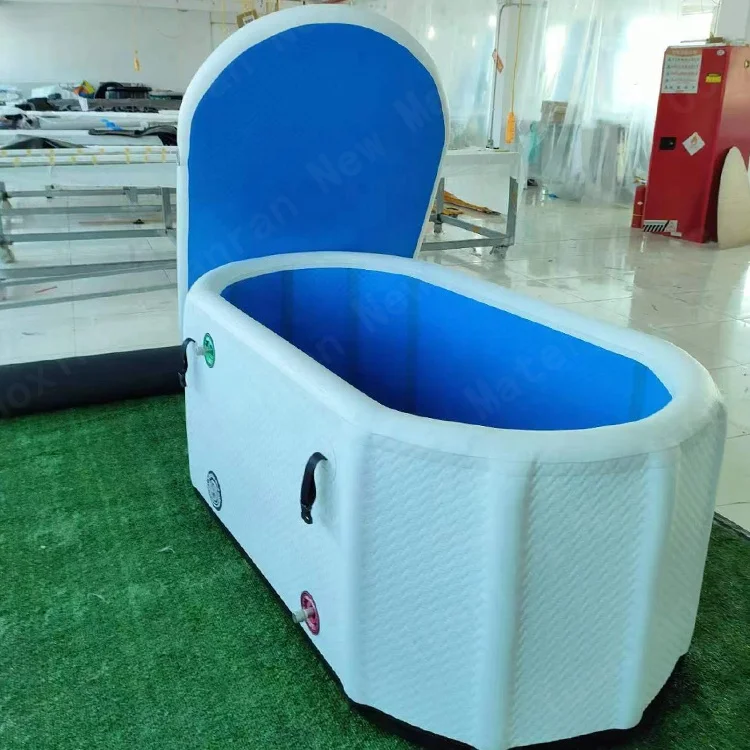 Ready Stocks of inflatable  Ice bath tub white and  blue color bath pool for cold  plunge