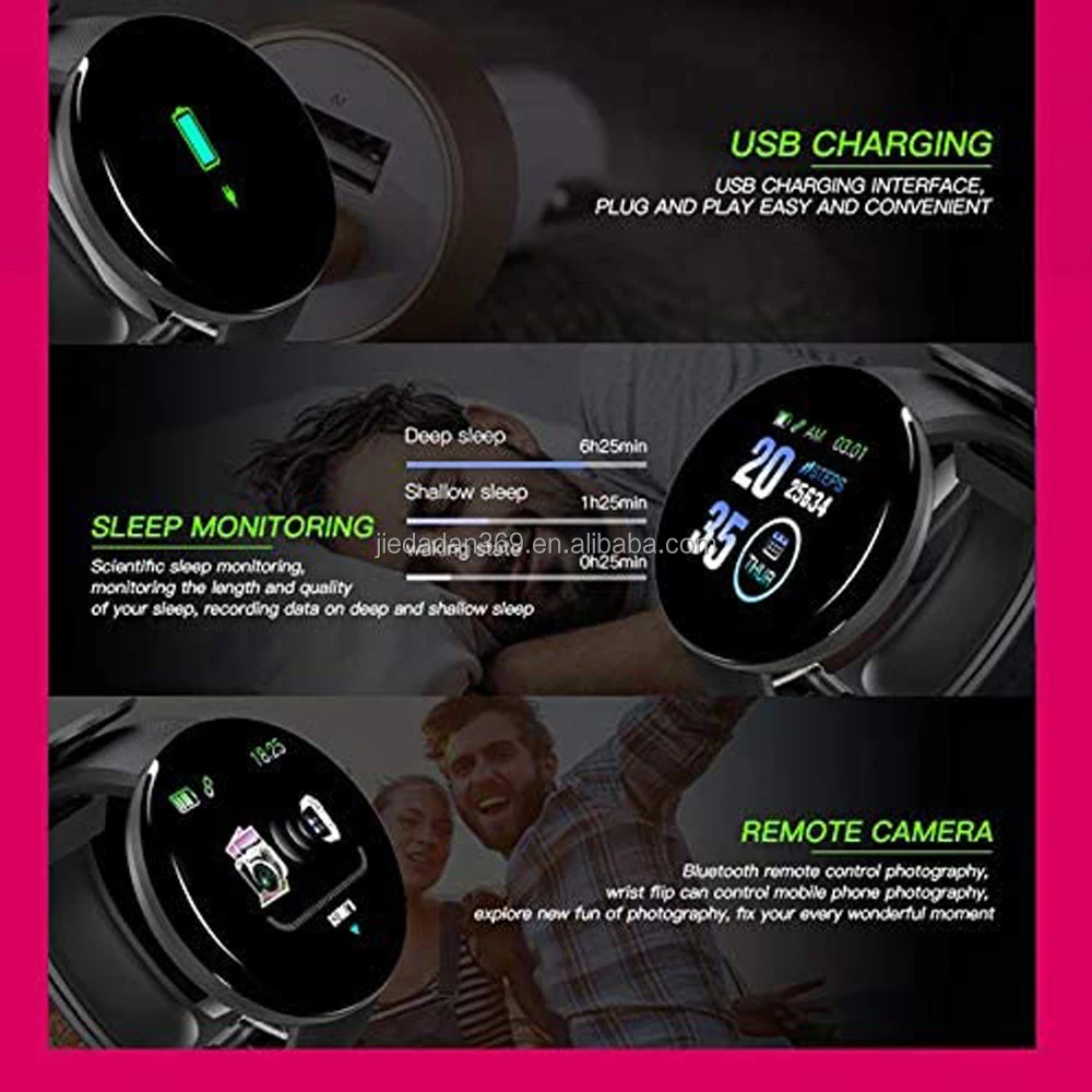 New Smart Watch Watch6 Full Screen HD 24 Hour Heart Rate Monitoring IP67 Sports Watch Call Bracelet Smart Watch D18  Case Purple